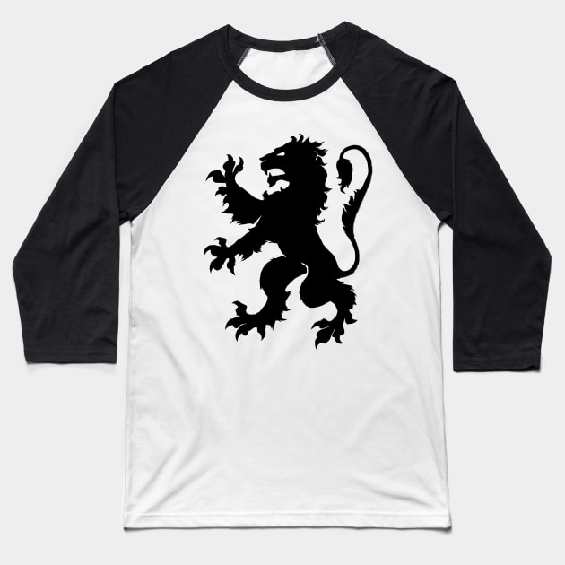 Black Lion Rampant Baseball T-Shirt by GAz